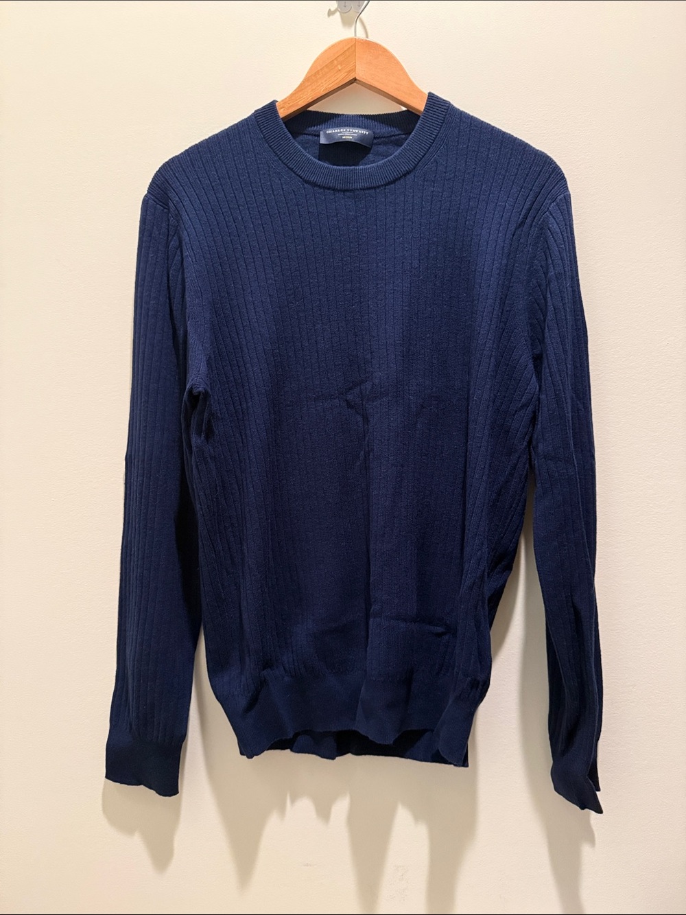 Charles Tyrwhitt Navy Ribbed Crewneck Sweater